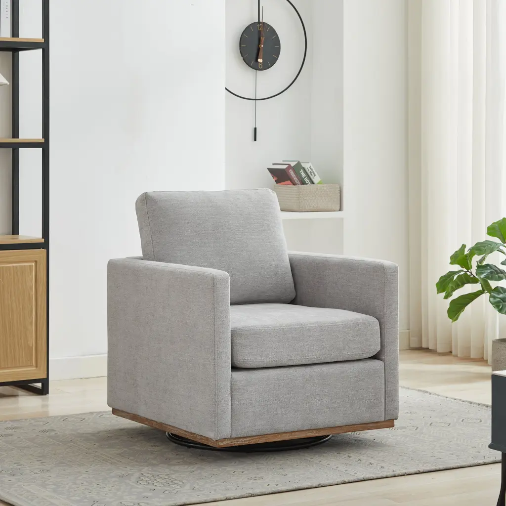 30.7 Inch Square Upholstered Swivel Accent Chair Living Room w1852