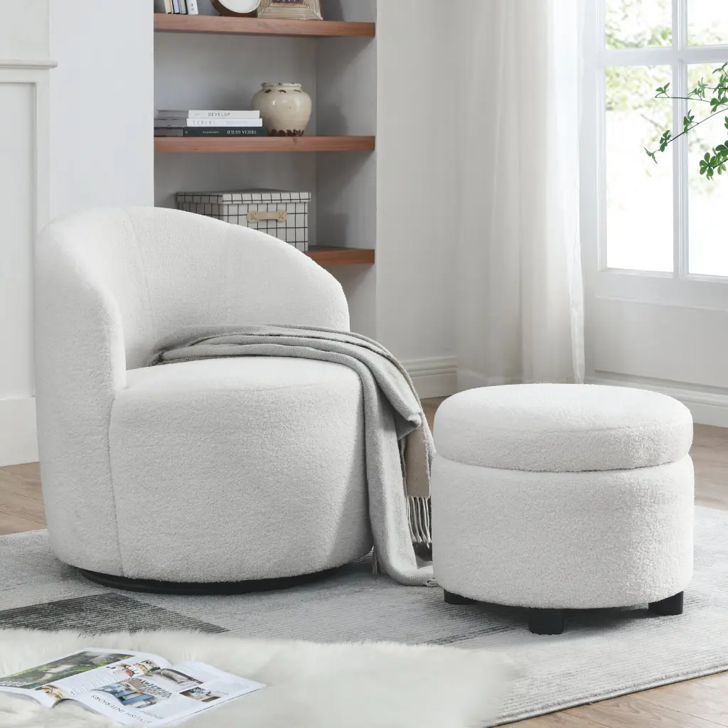 Video Welike Swivel Barrel Chair Living Room Round Swivel Chair welike furniture