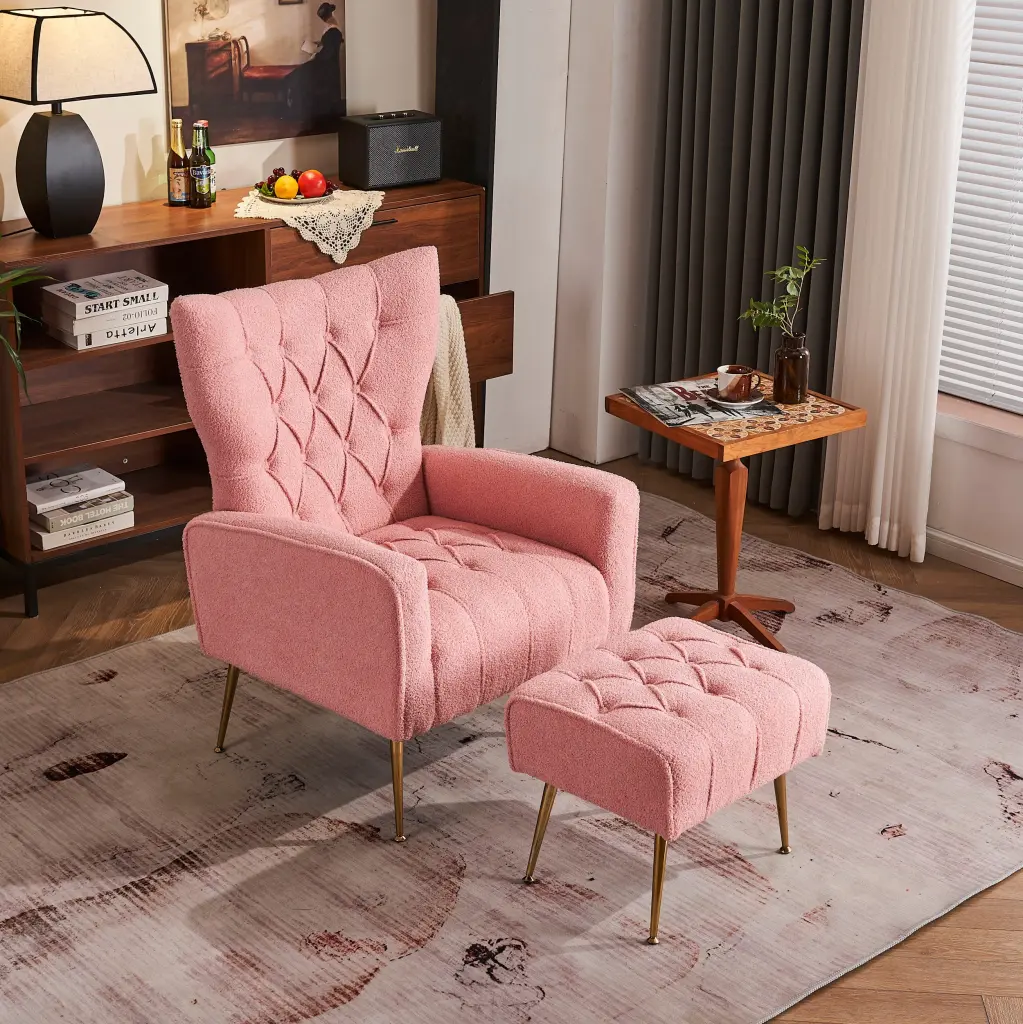 Modern Accent Chair Ottoman Comfy Armchair Living Room Bedroom xr-1361