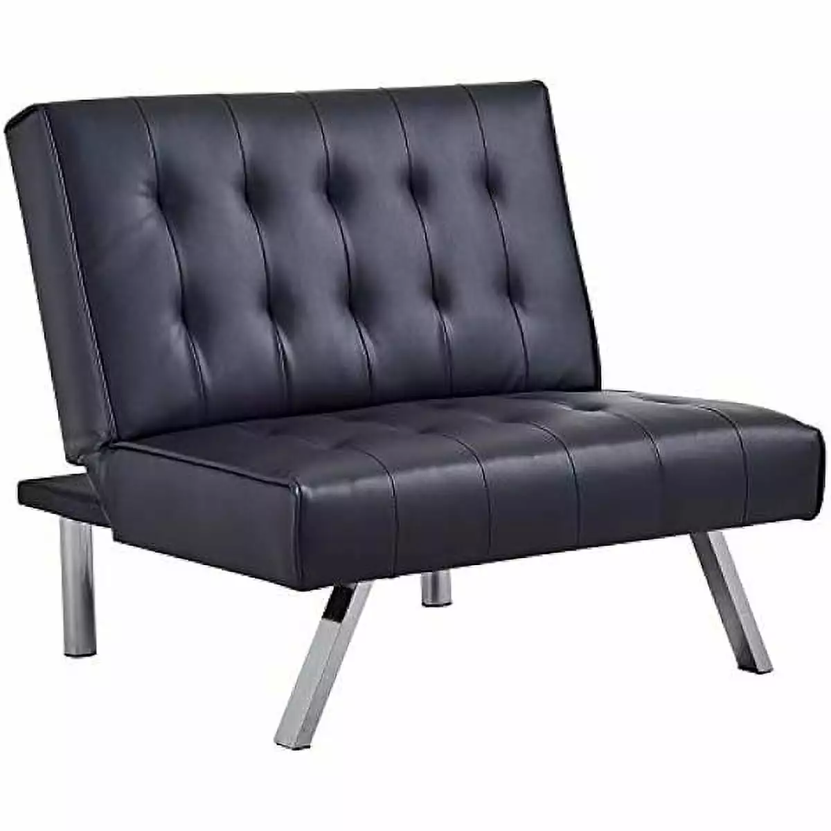 Black Split Back PU Leather Accent Chair Flat Recliner Living Room ZHANGHU
