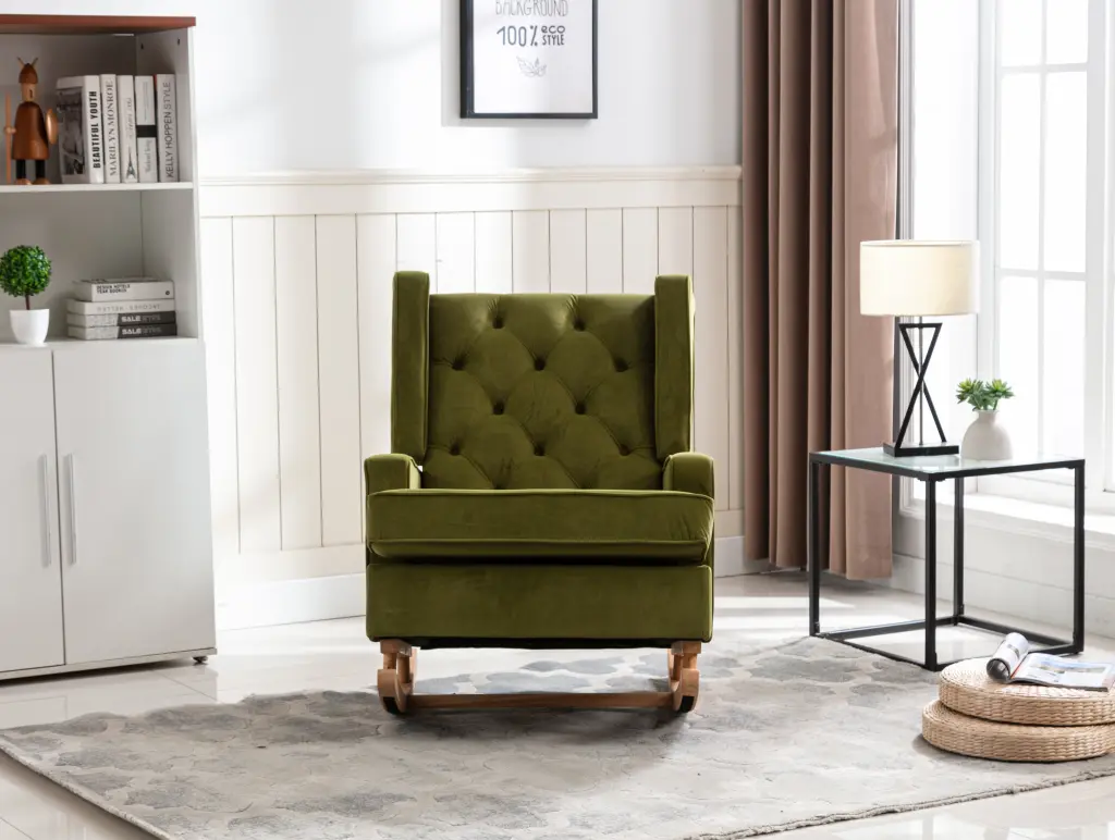 Coolmore Living Room Cozy Rocking Chair Accent Chair Olive Polyester coolmore w-395