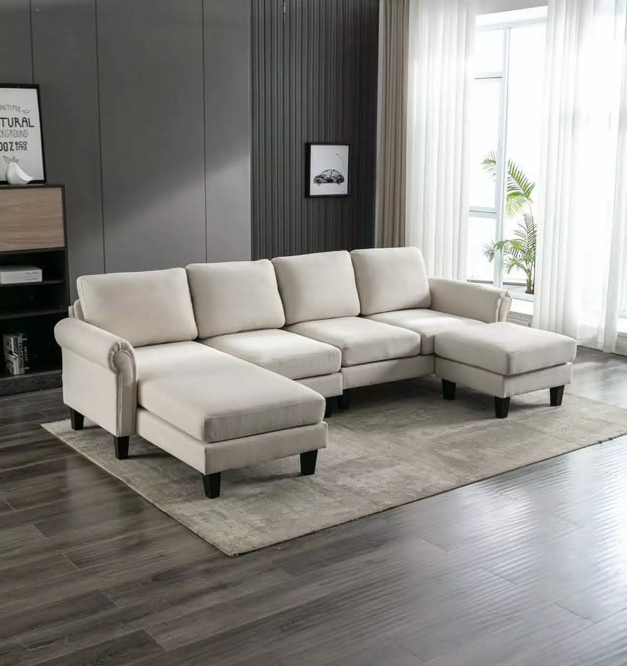 Beige Polyester Accent Sofa Modern Design European Flair Chic Living Room Seating HATNOKIL