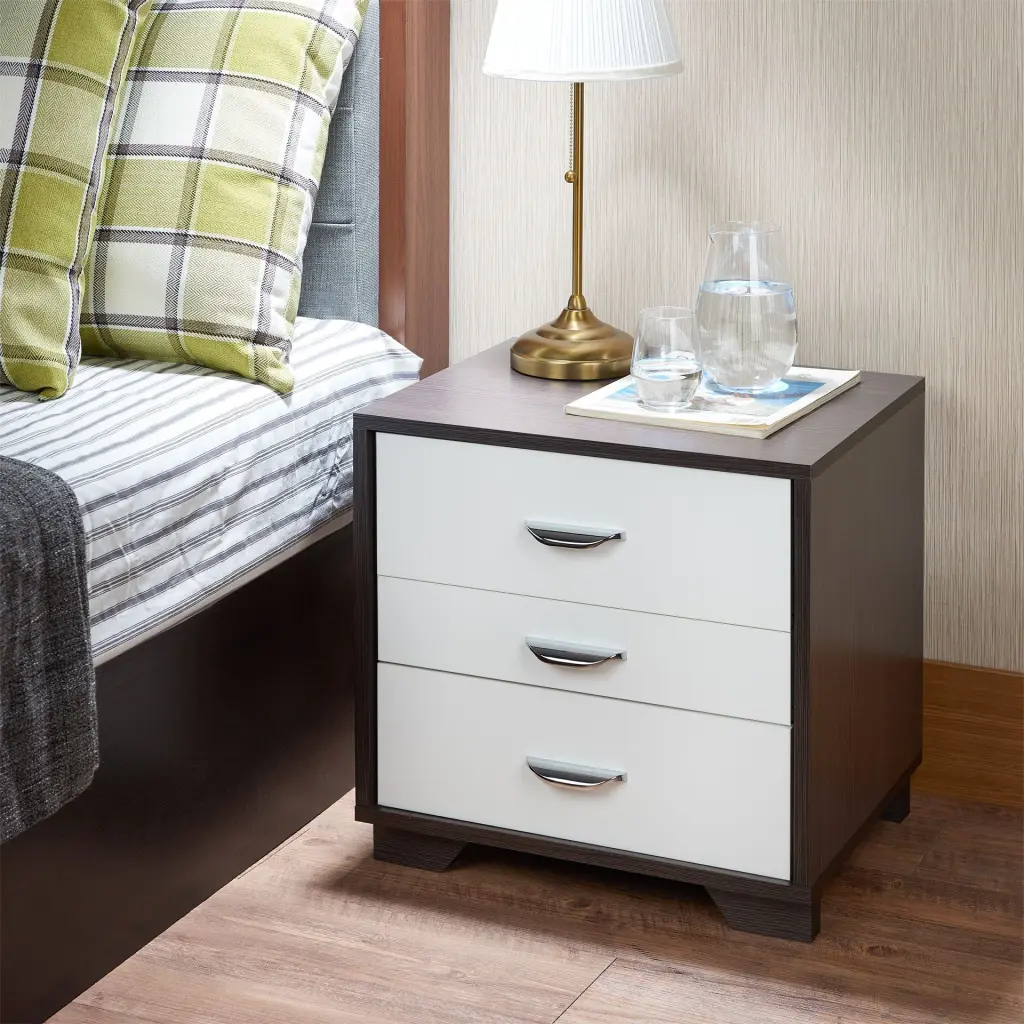 White And Black 3 Drawer Rectangular Accent Table White Black Primary furniture max
