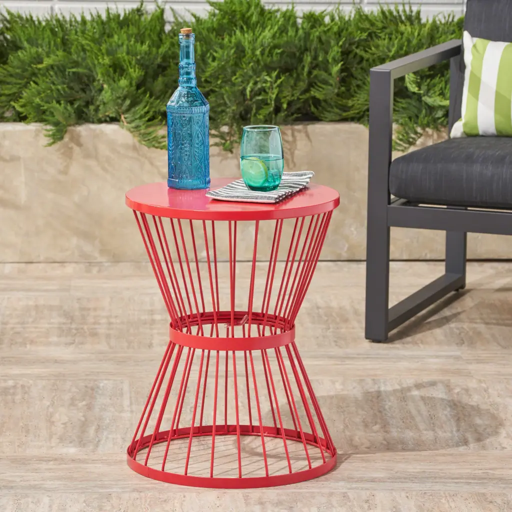 Lassen 16 Inch Side Table Red Iron Finish nh-purenest