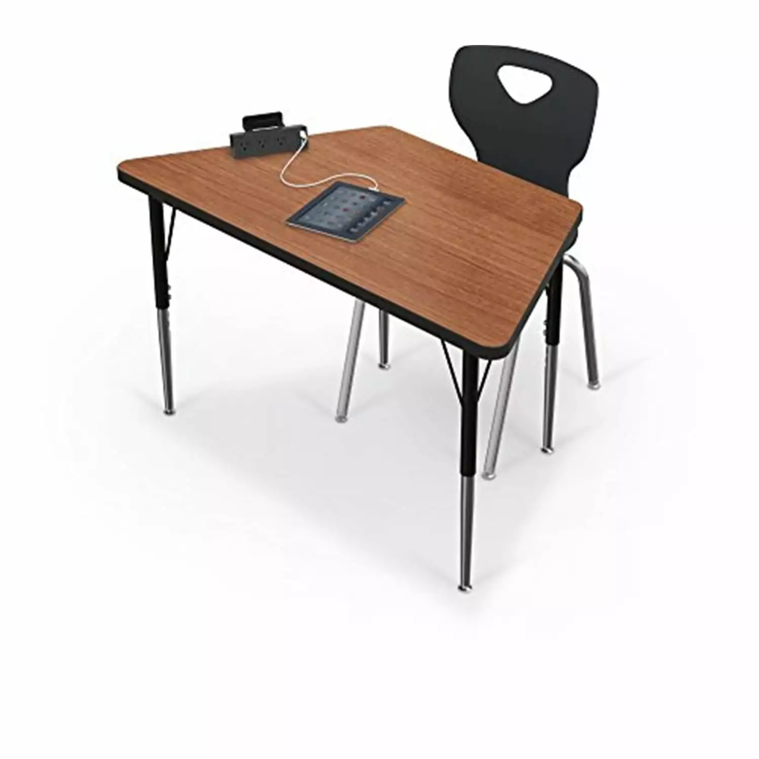Activity Table - 48 Trapezoid - Amber Cherry Top Surface - Black Edgeband - Multi-Purpose Work Table balt