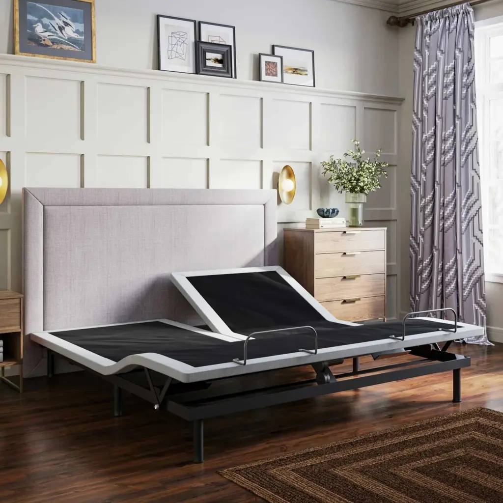 BT3000 Flex Head King Adjustable Bed Blue Gray Upholstered omne sleep