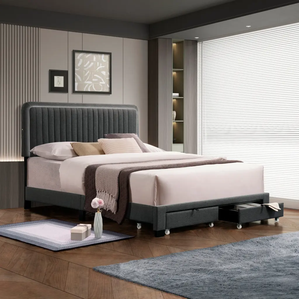 Queen Size Upholstered Bed Adjustable Height Mattress 10 To 14 Inches serene home