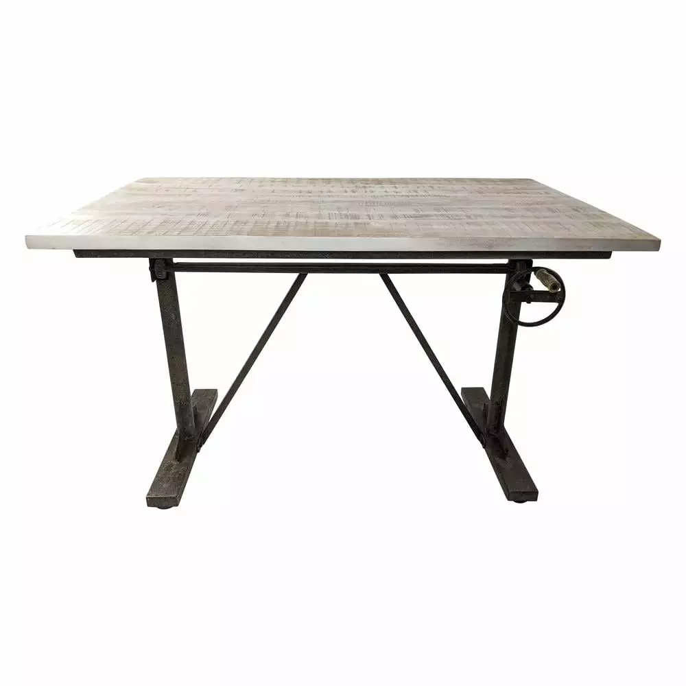 Carolina Classics Brio Sit or Stand Adjustable Desk Driftwood/Aged Iron - Ergonomic Standing Desk Carolina Classic Furniture
