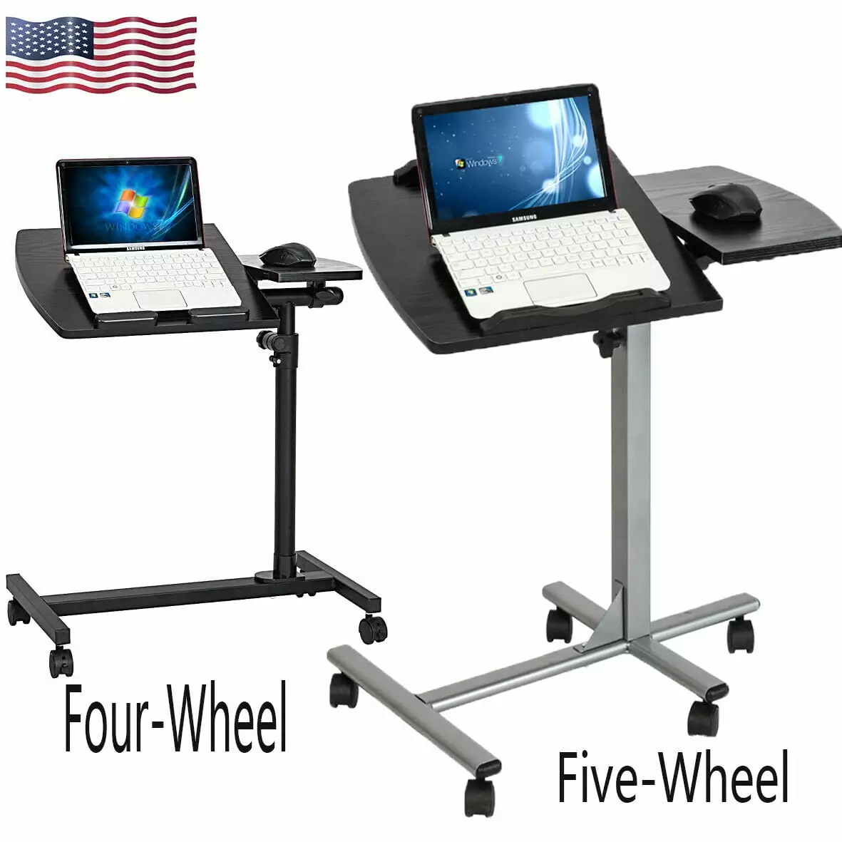Four-Wheel Multifunctional Flat Surface Lifting Computer Desk Black Geo Bottles