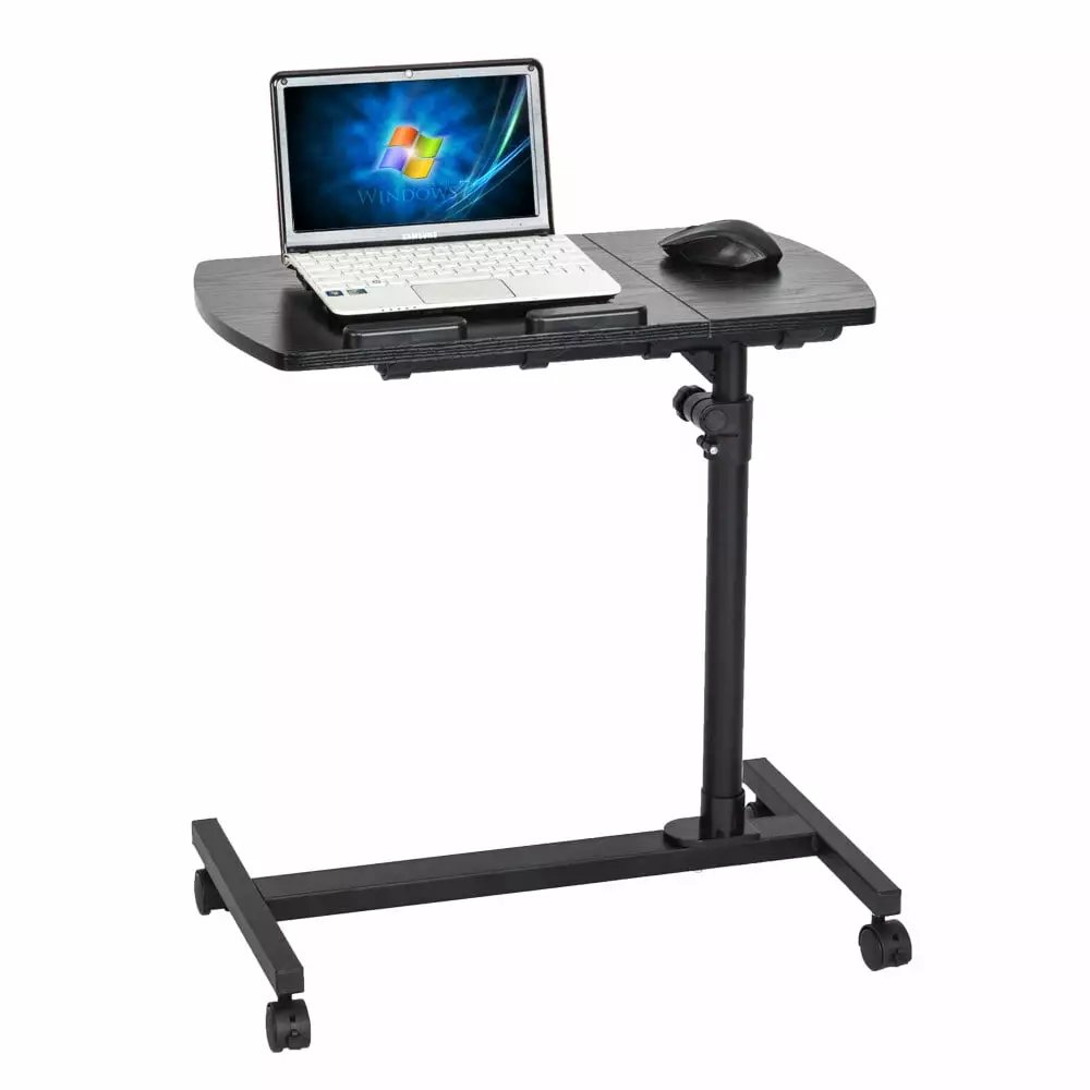 Lowestbest 4-Wheel Multifunctional Lifting Computer Desk Black Writing Workstation