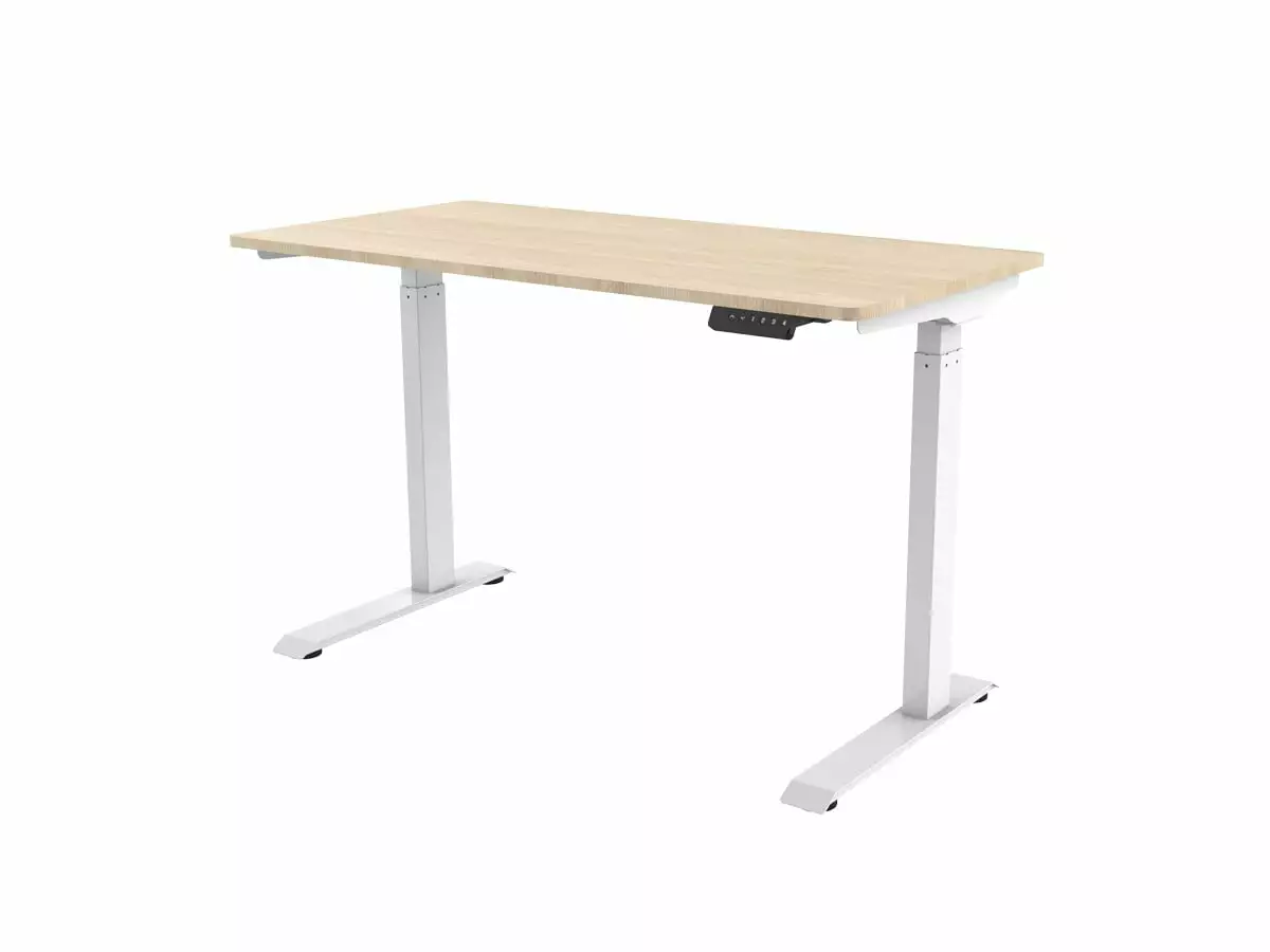 Monoprice WFH Single Motor Height Adjustable Sit-Stand Desk Table 4 Foot Top White Laptop Computer Workstation