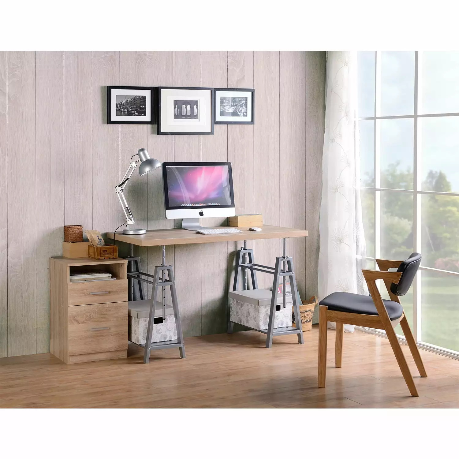 OS Home and Office Furniture 47.5 Inch Wood Adjustable Height Writing Desk Brown Study Table OS Home & Office Furniture