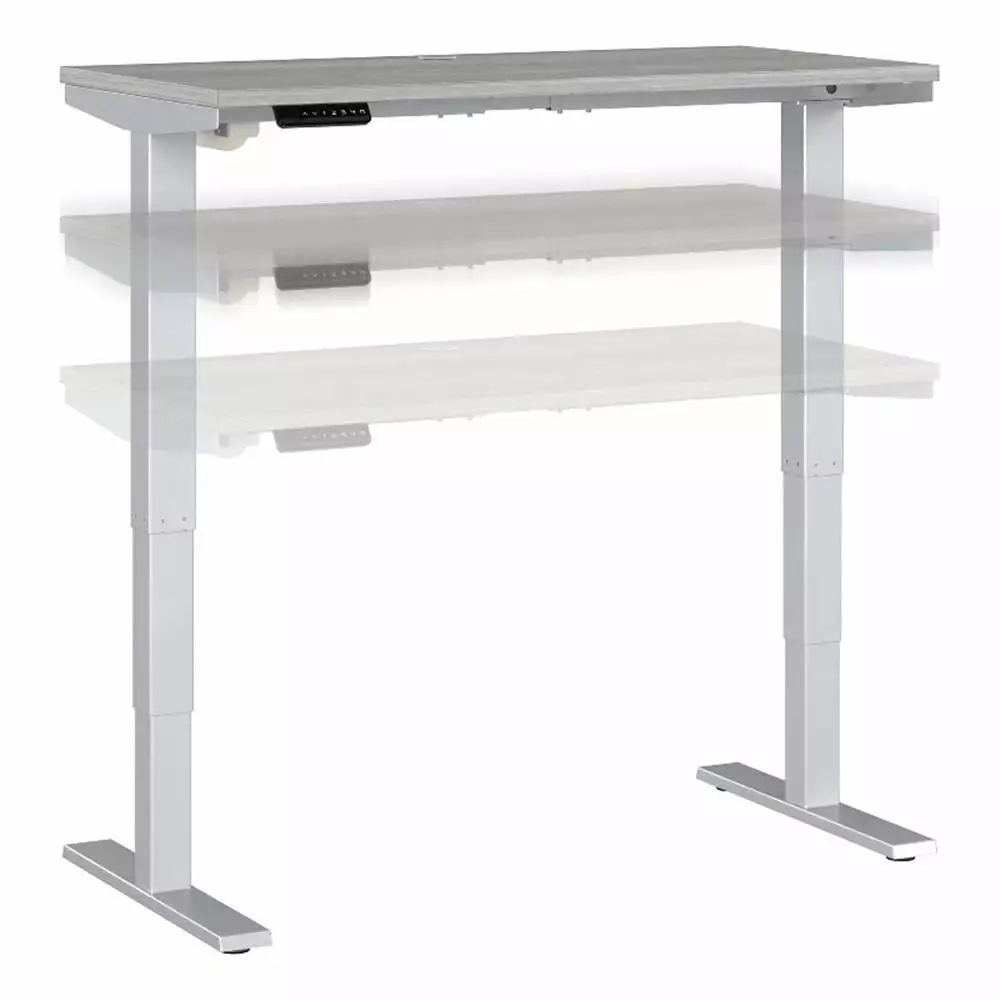 Pemberly Row 48W x 24D Adjustable Desk Platinum Gray - Engineered Wood Compact Desk