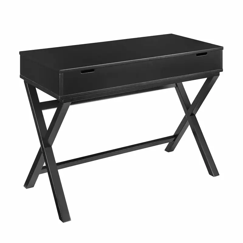 Riverbay Furniture Lift Top Stand Up Wood Desk Black - Adjustable Height Sit to Stand Workstation