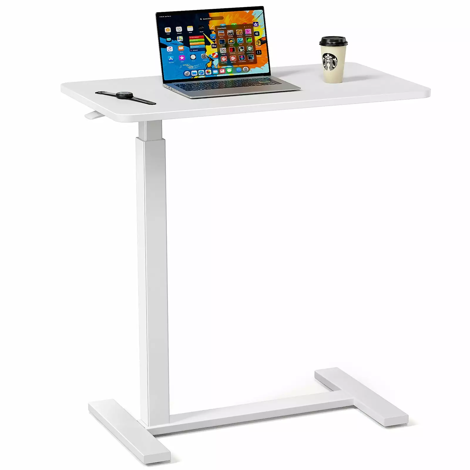 Adjustable Mobile Bed Desk Computer Desk Mobile Standing Desk Lifting Desk Desk White SMHZ