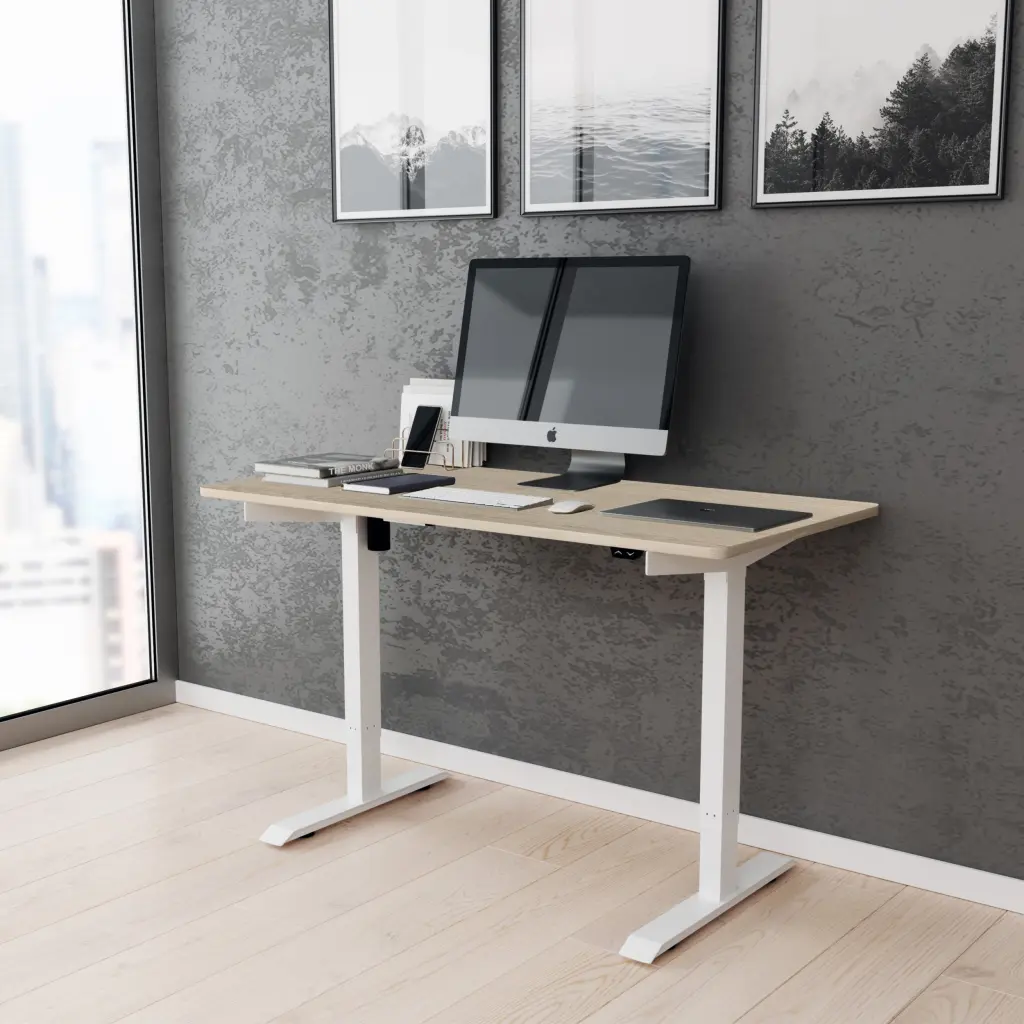 Techni Mobili Adjustable Sit To Stand Desk Oak Computer Desk Home Office technimobili