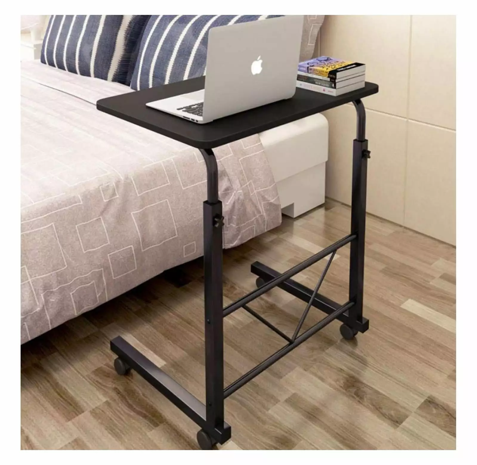 ZHANGHU Adjustable Height Laptop Desk Rolling Bedside Table Computer Over Bed Standing