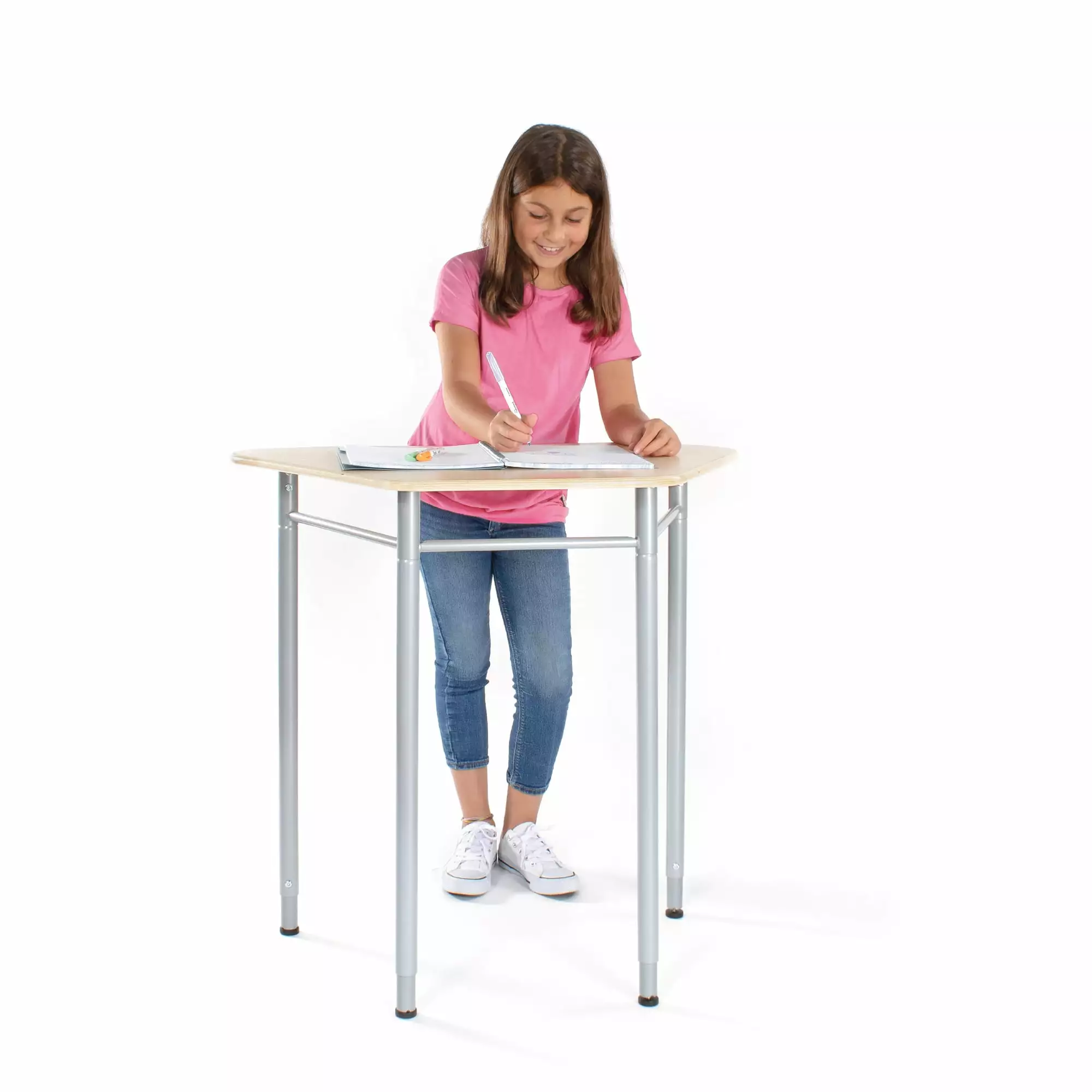 Guidecraft Standing Modular Desk Adjustable Height Wood Desk Metal Legs Home Office Classrooms
