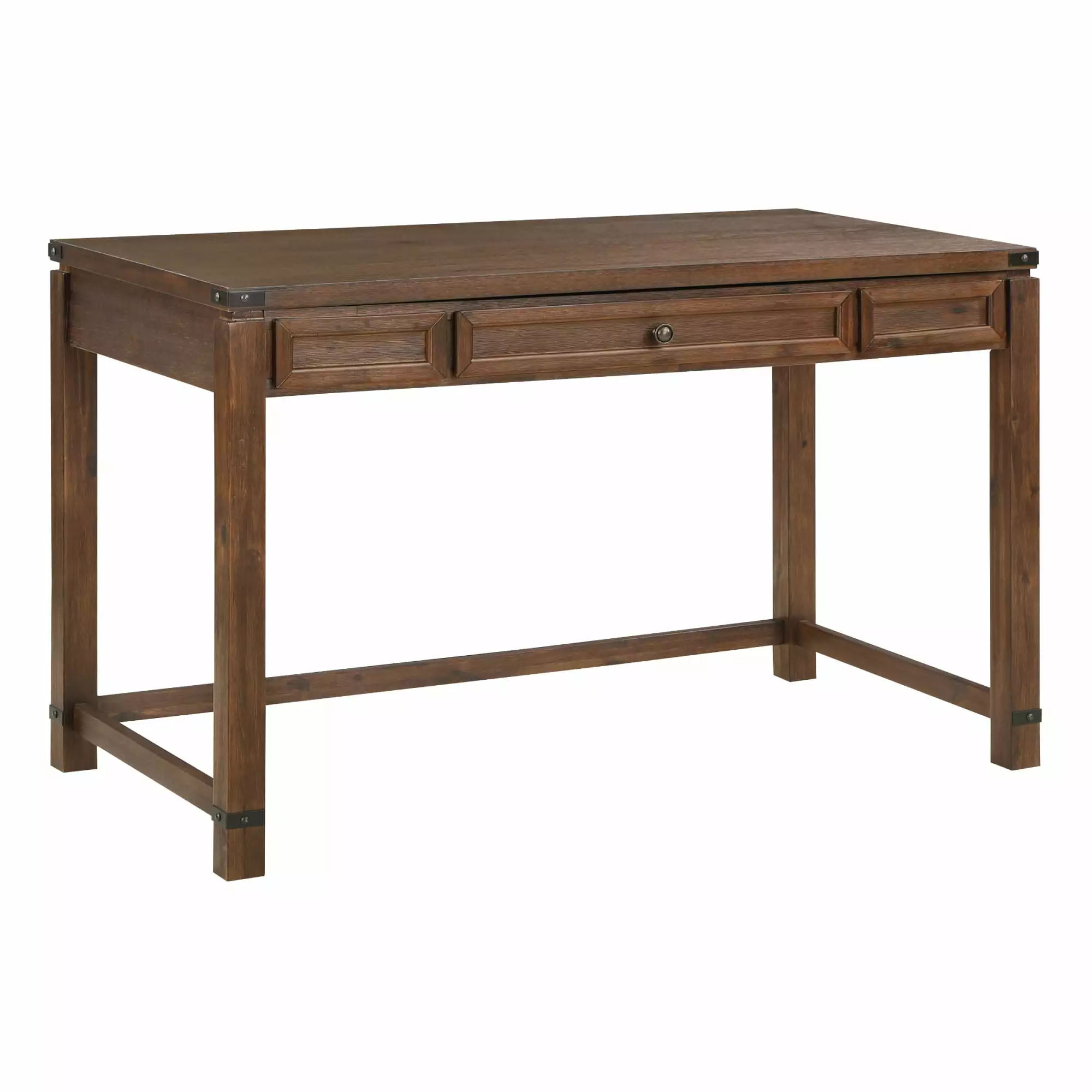 Baton Rouge Sit-to-Stand Lift Wood Desk Brushed Walnut Brown Finish OSP Home Furnishings