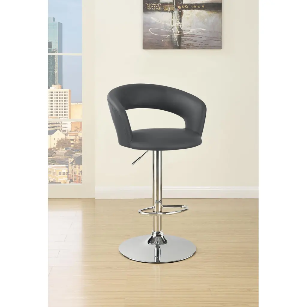 Grey and Chrome Adjustable Bar Stool Solid Grey Spot Clean Dining Room Stool furniture max