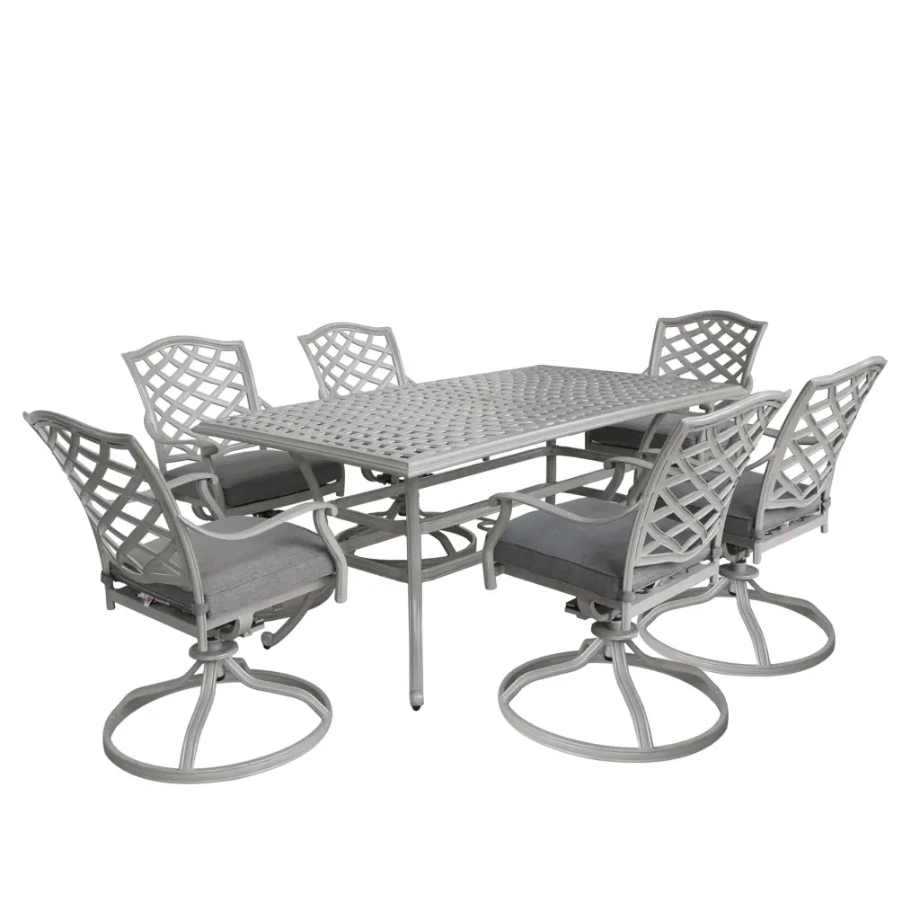 Modern Outdoor 7 Piece Aluminum Dining Set Basalt Wheat Patio Furniture gathercraft