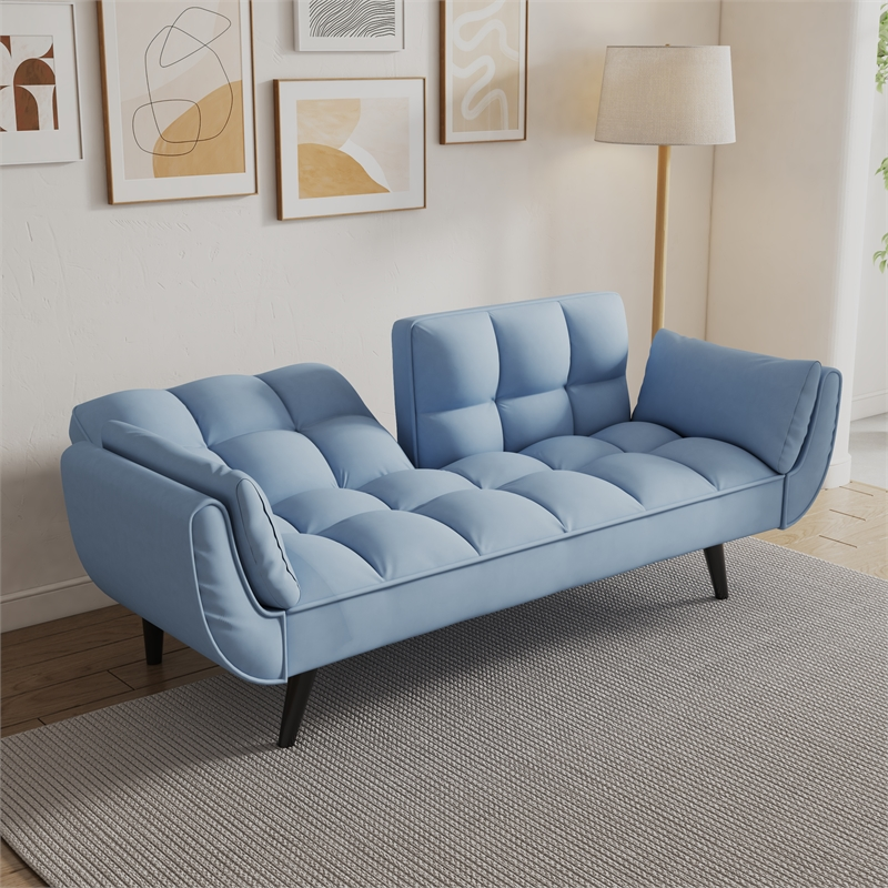 CRO Decor Blue Soft Sofa Suitable Small Spaces Apartment Bedrooms