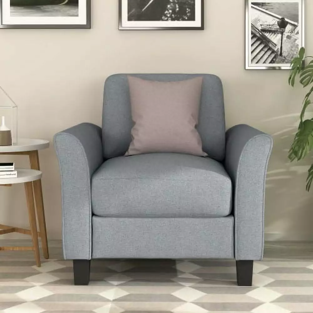 Single Sofa Soft Pillow Armrest Solid Wood Frame Detachable Backrest Gray Small Spaces ARCTICSCORPION