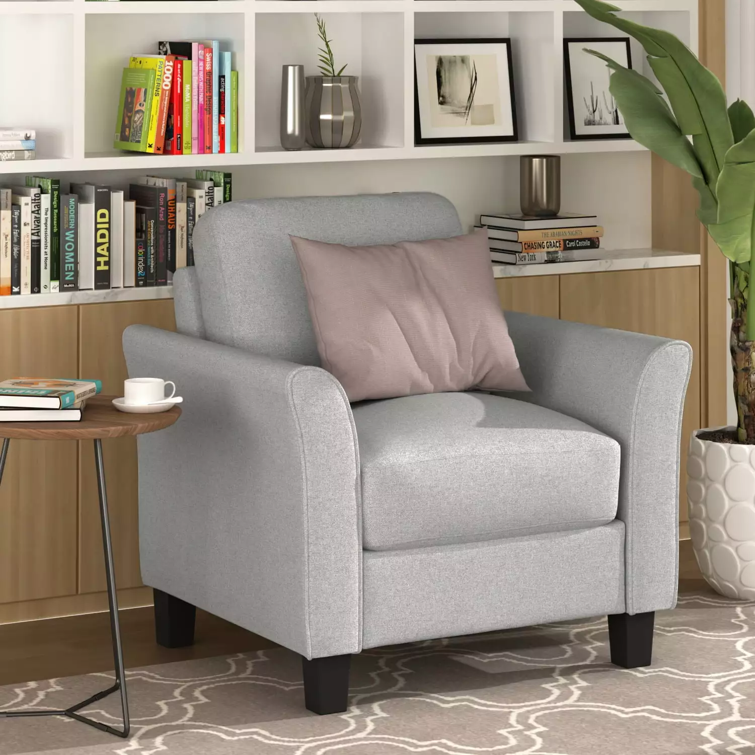 Living Room Furniture Armrest Single Sofa Light Gray Comfortable Lounge Chair CNCJ
