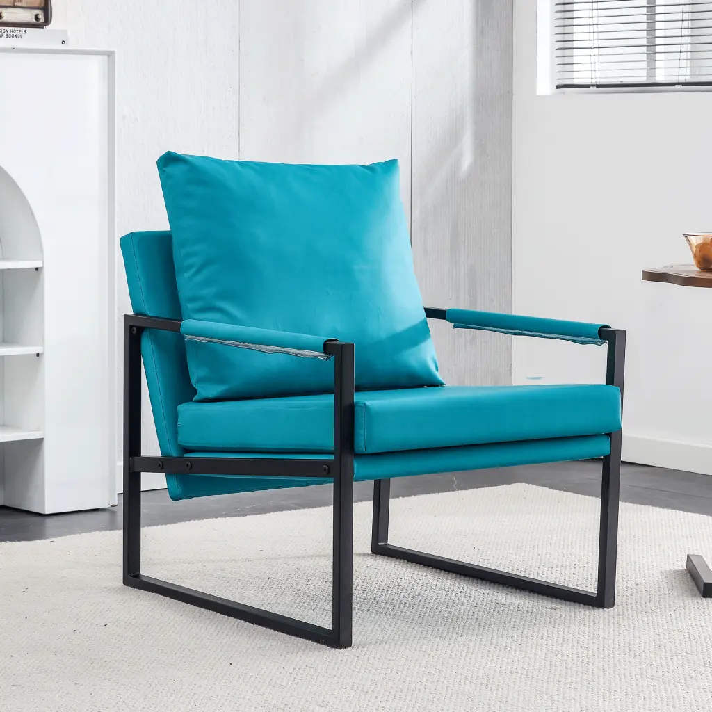 PU Leather Accent Armchair Mid Century Modern Upholstered Lounge Chair droom w-1151