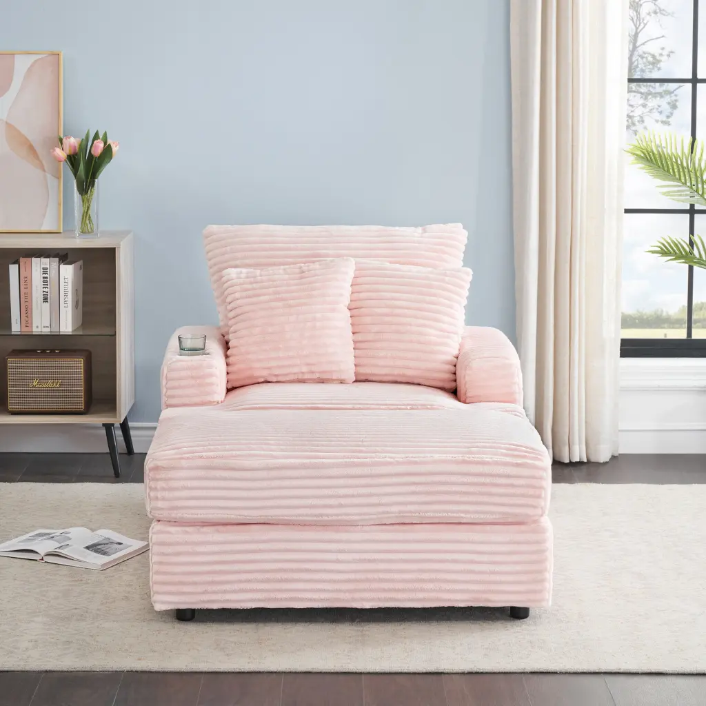 39 Inch Spring Upholstered Armchair And Ottoman Set Cozy Single Chair fan chen furniture