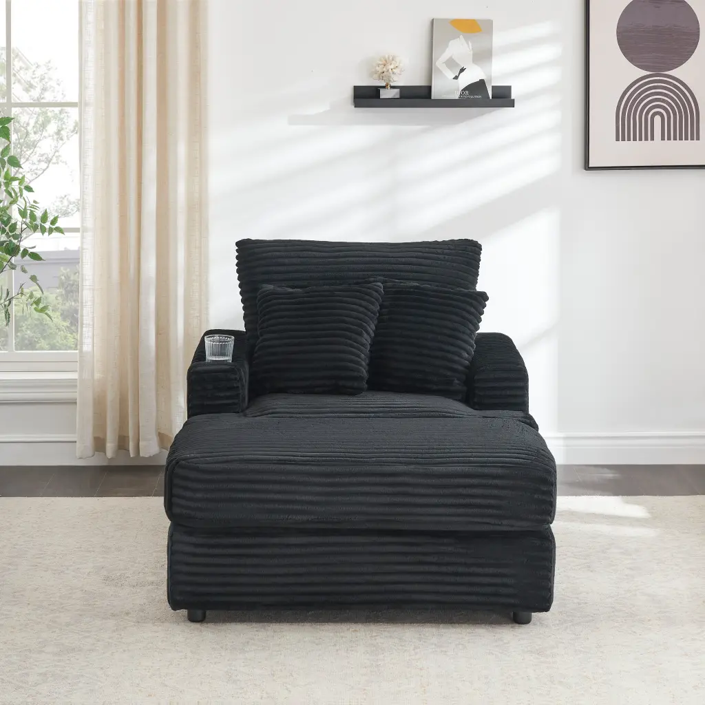 39 Inch Spring Upholstered Armchair And Ottoman Set Cozy Single Seater fan chen furniture