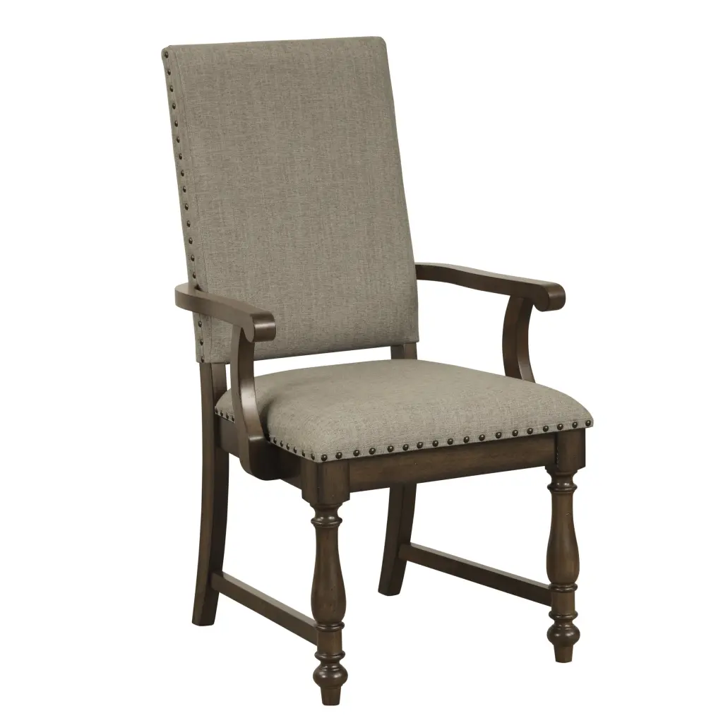 Traditional Timeless Brown Armchairs Set 2 Beige Fabric kanepe