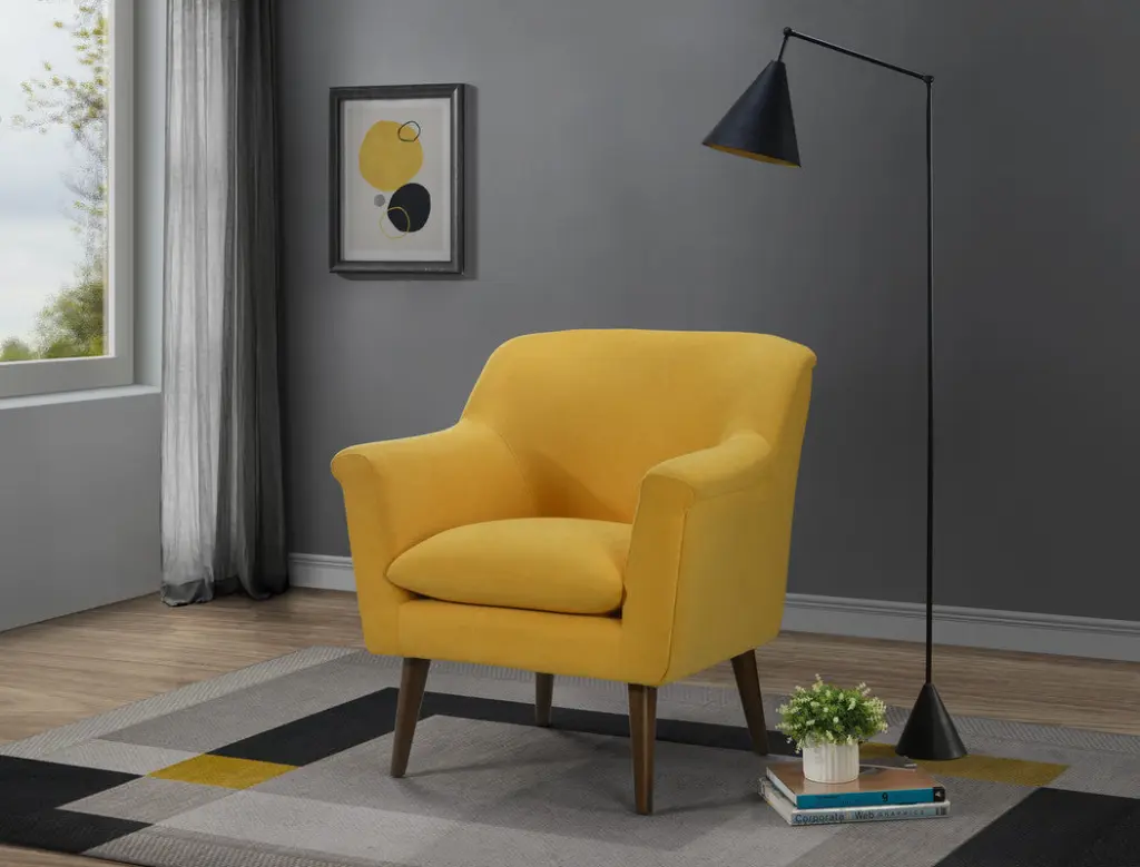 Shelby 31.5 Inch Yellow Woven Fabric Oversized Armchair Yellow Fabric lilola home