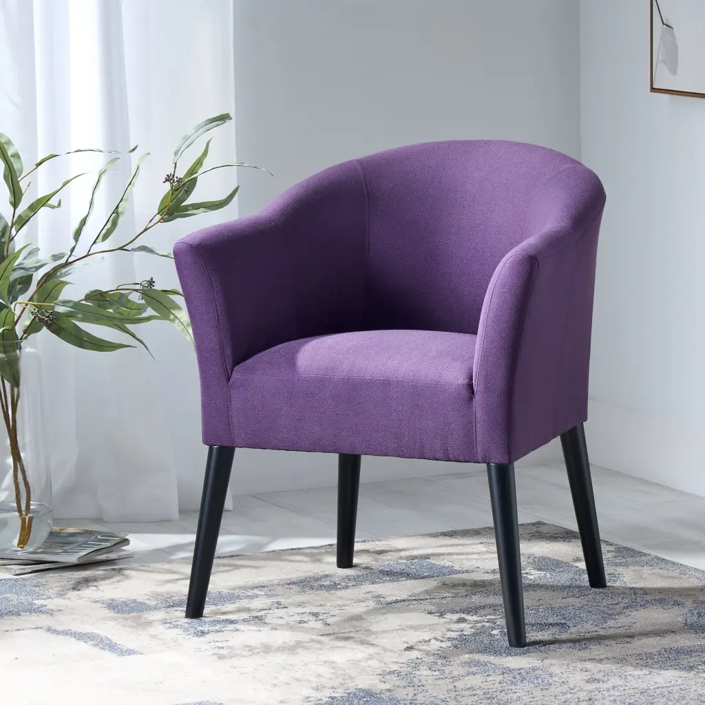 Arm Chair Plum Fabric Comfortable Upholstered Living Room Chair Modern Accent Chair nh-purenest