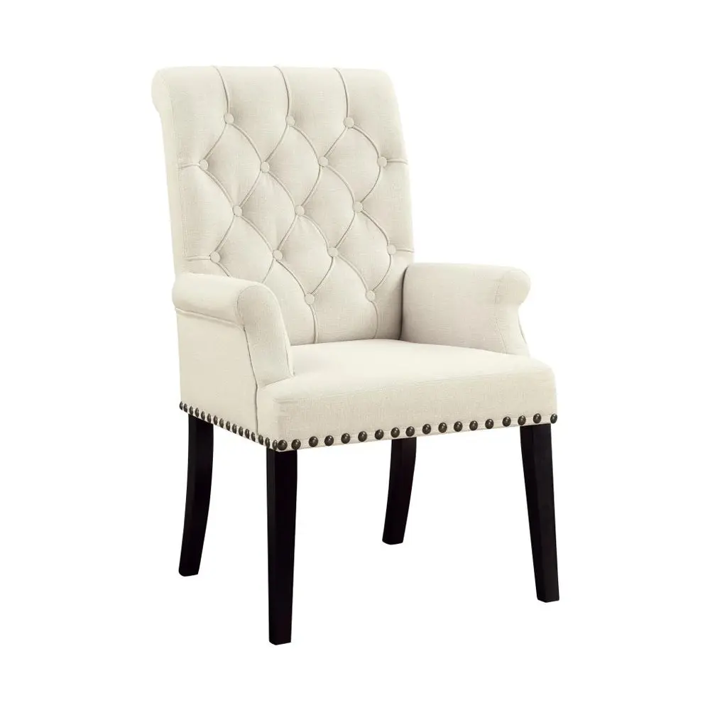 Fabric Upholstered Arm Chair Beige Solid Arm Chair MDF Polyester simple relax