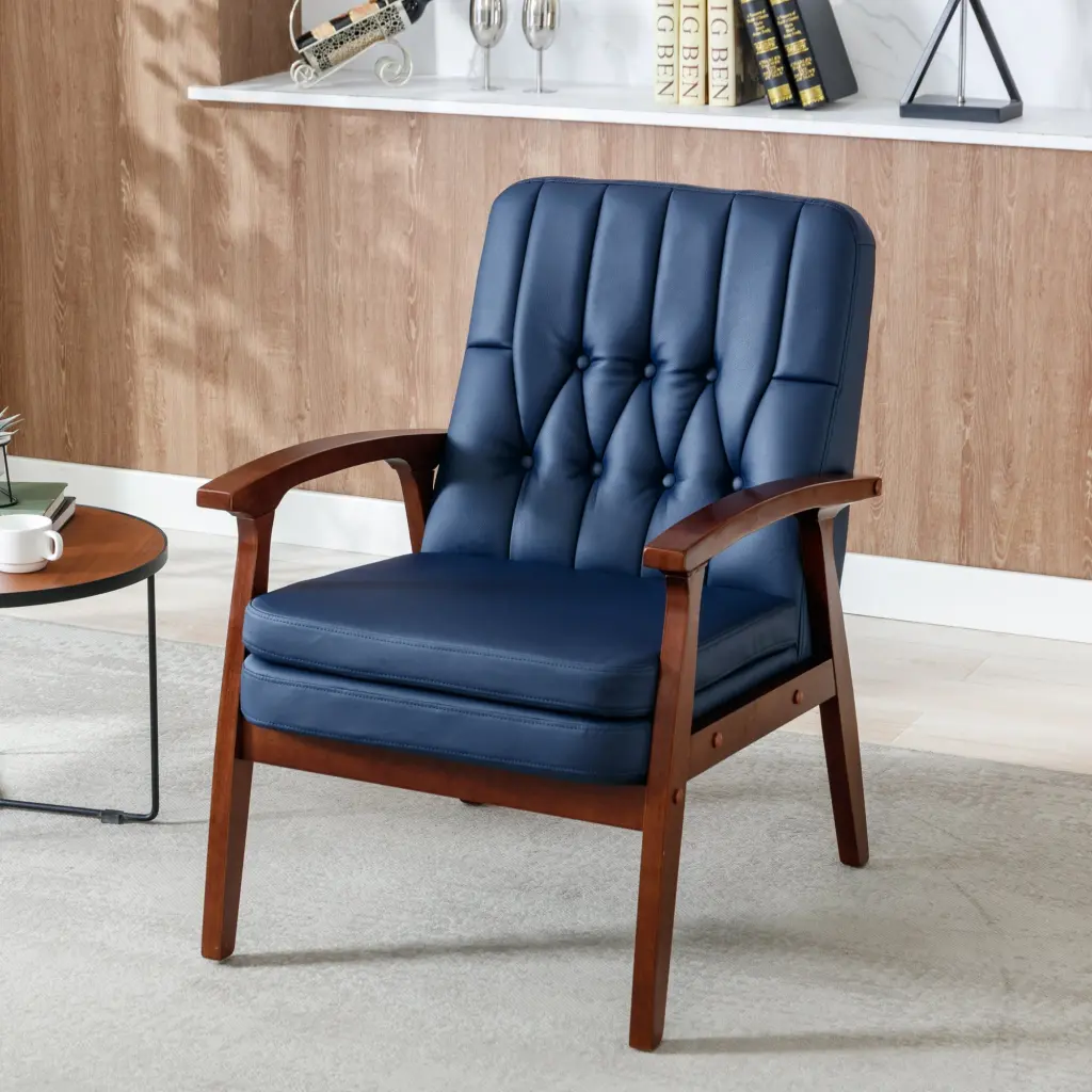 Mid Century Single Armchair Sofa Accent Chair Retro Modern Solid Wood Lounge Chair zen zone