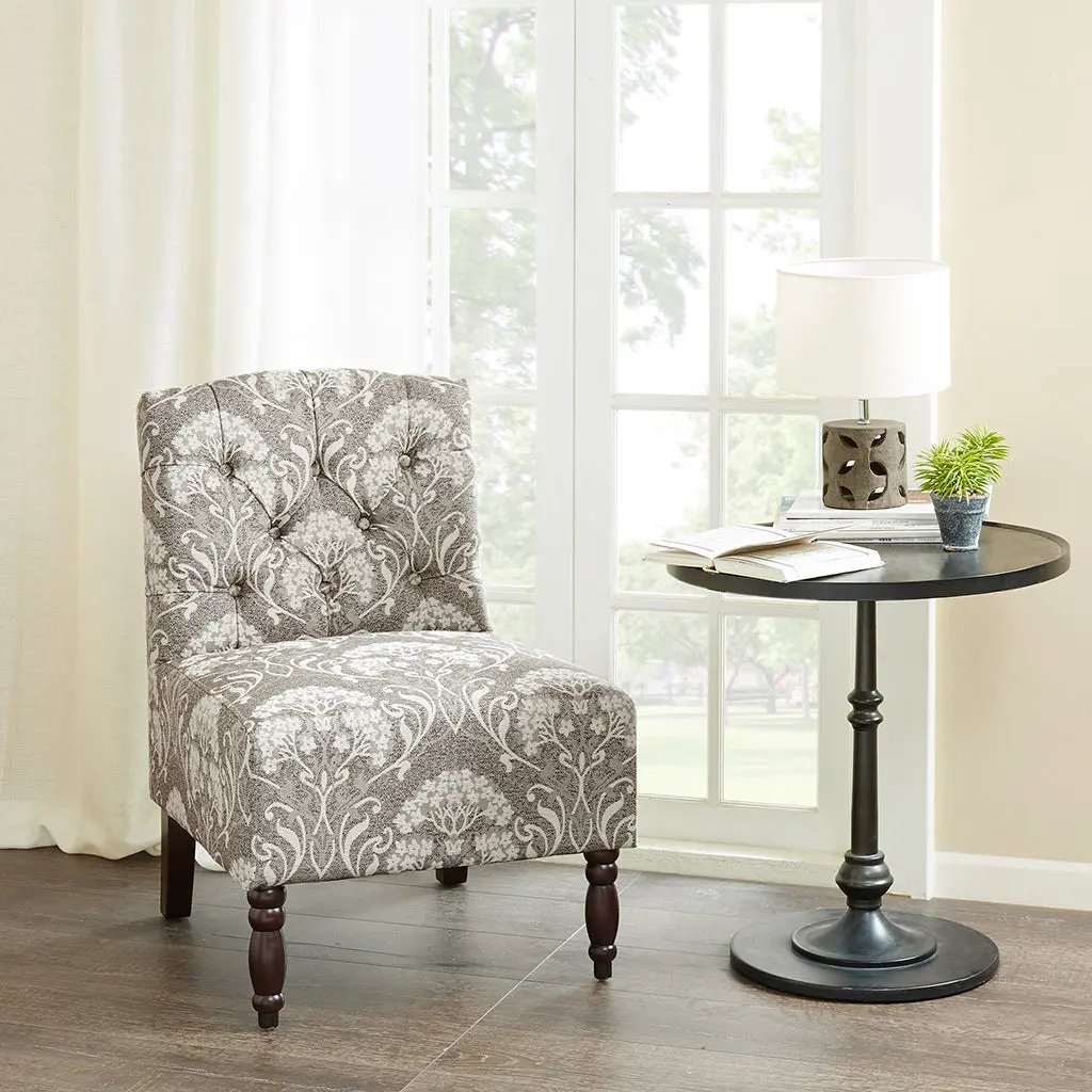 Tufted Armless Chair Taupe Polyester Living Room or Office jla