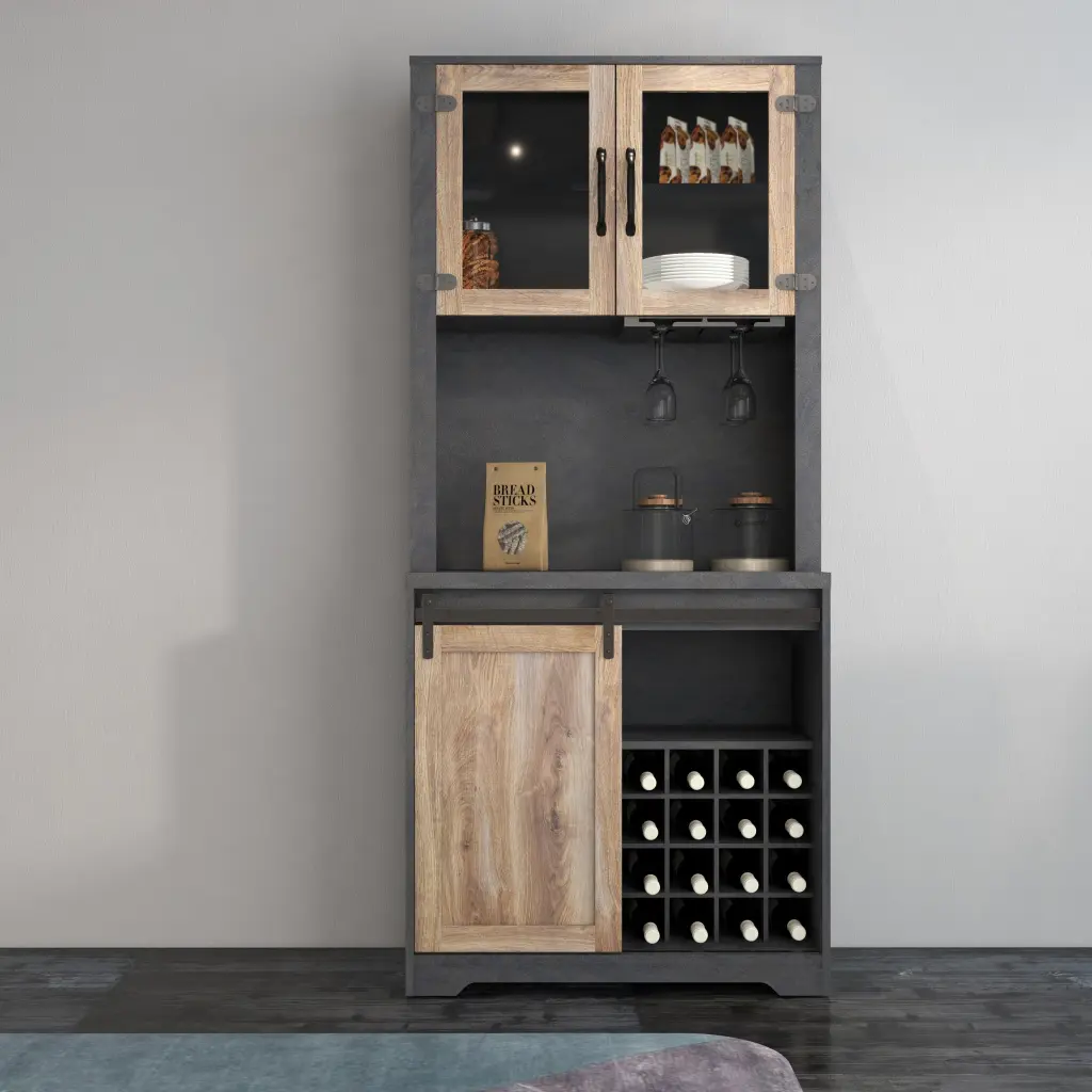 31 Inch Farmhouse Barn Door Bar Cabinet Living Room and Dining Room samchy