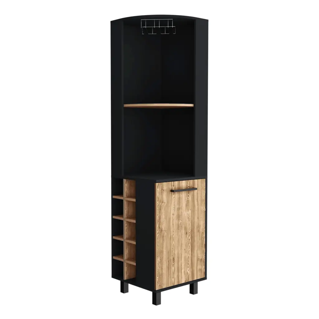 Corner Bar Cabinet Cleveland Black Pine Multicolor Living Room Storage treevol furniture