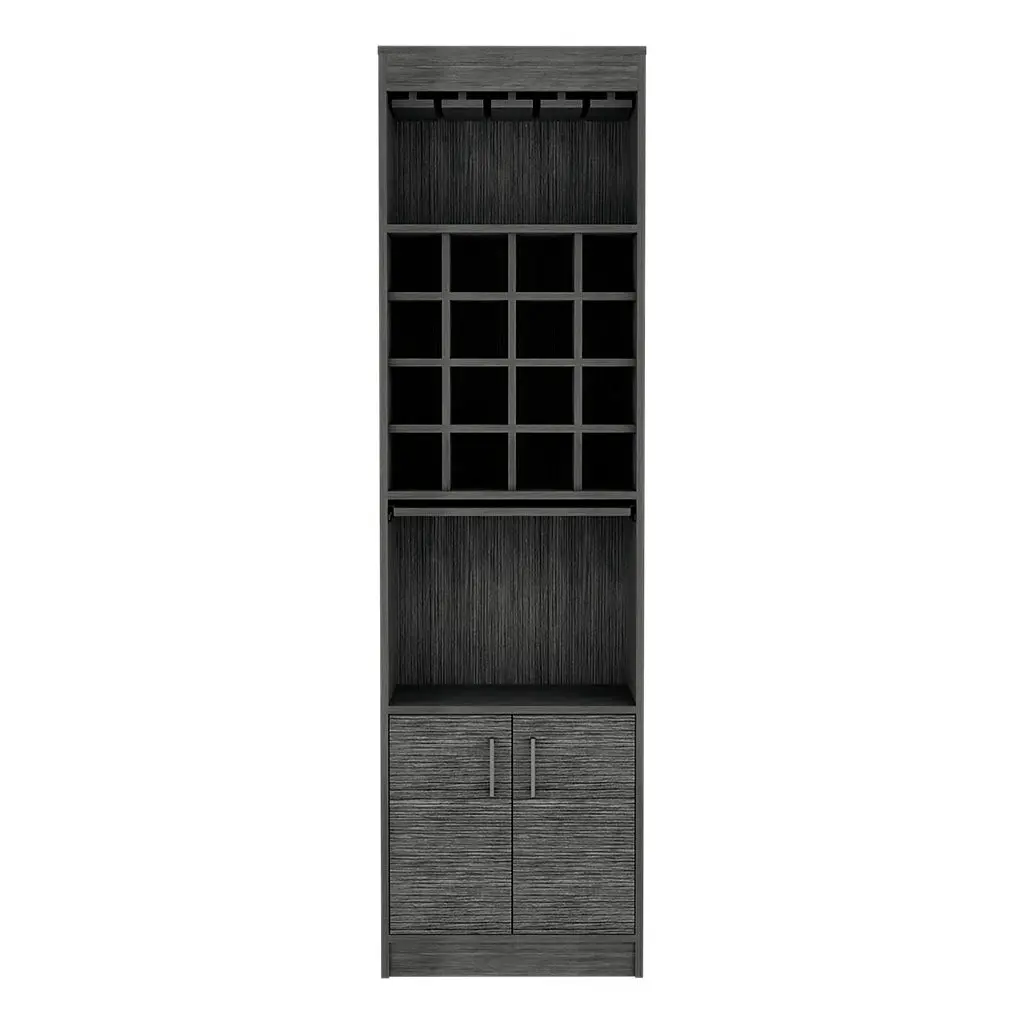Modoc Bar Cabinet Smokey Oak Finish Gray Particle Board Living Room treevol furniture