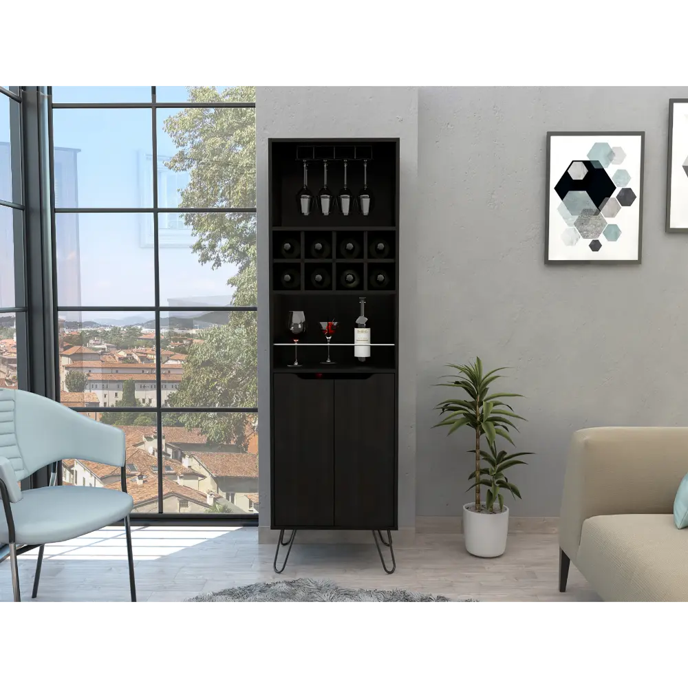 Manhattan L Bar Cabinet Wine Rack Two Cabinets And Shelves tuhome