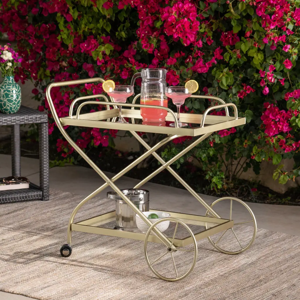 Bar Cart Gold Glass Metal nh-cloudhouse