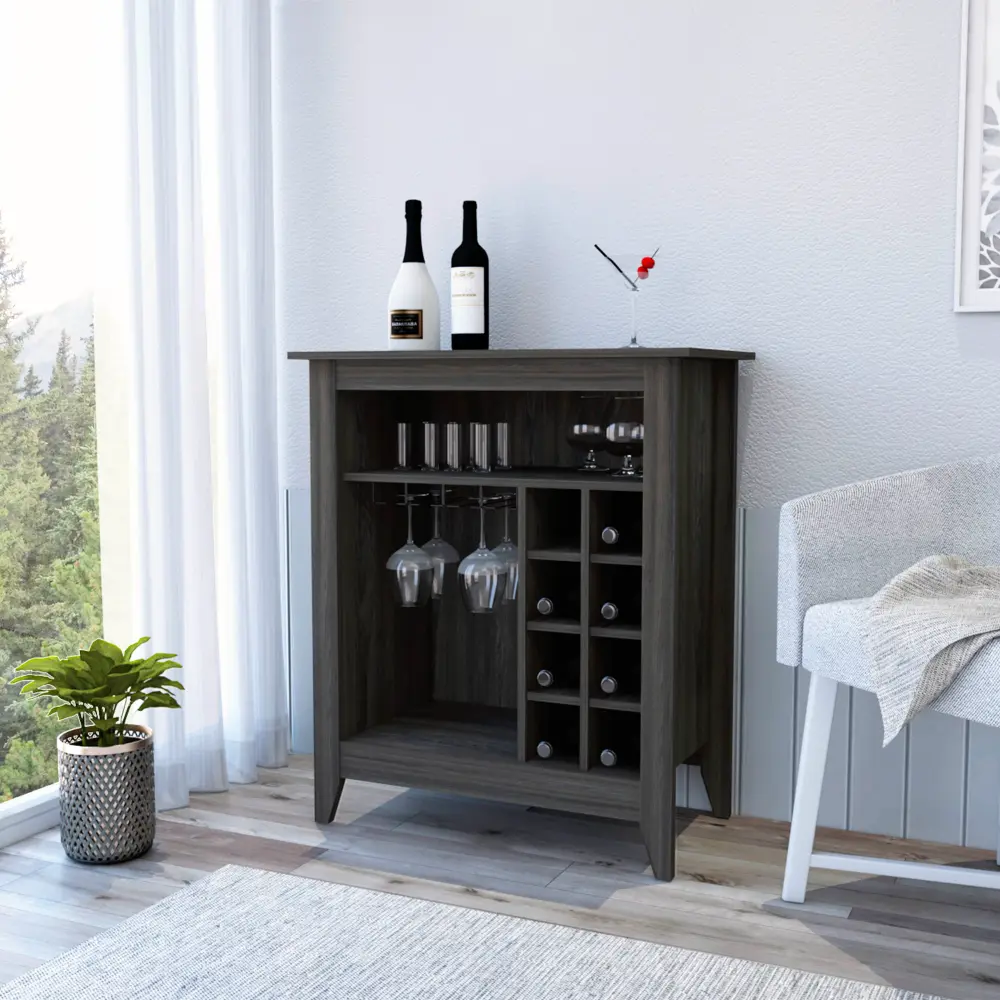 Bar Cabinet One Open Drawer and One Open Shelf Carbon Espresso Brown depot e-shop