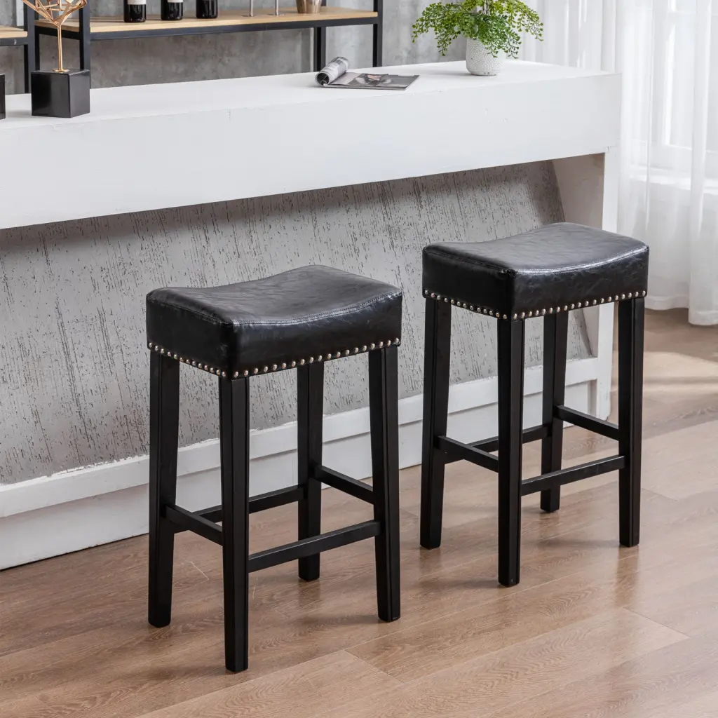 Counter Height 29 Inch Bar Stools Kitchen Backless Faux Leather Stools a-a furniture