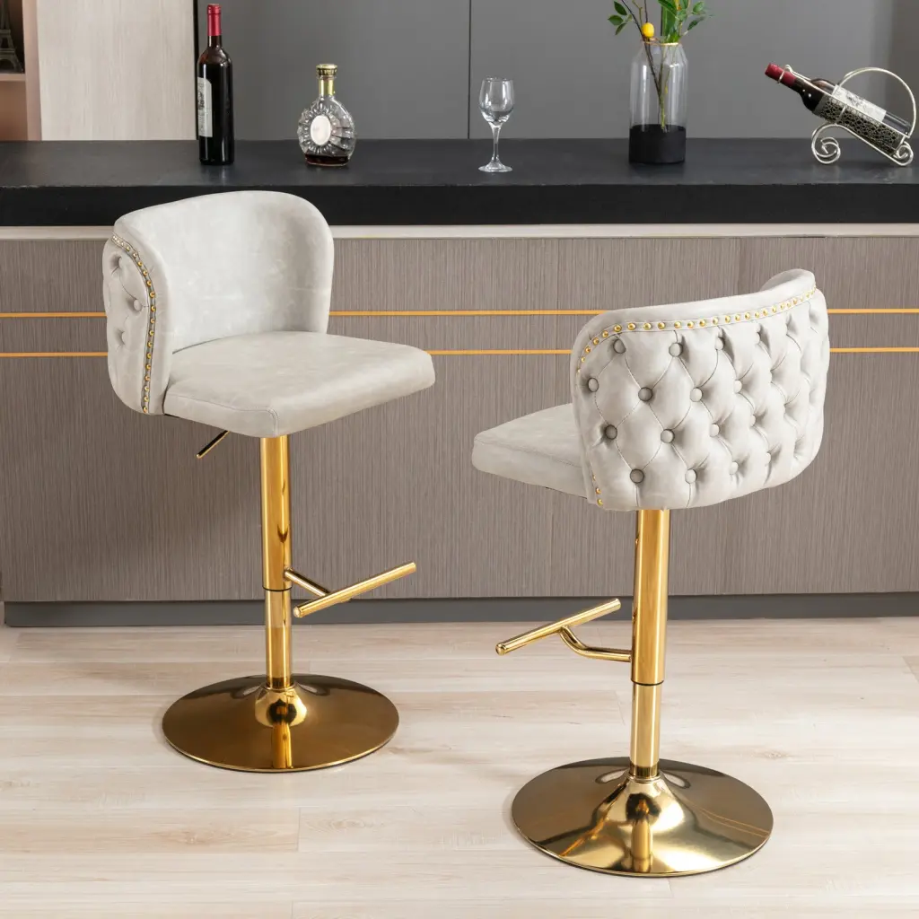 Swivel Barstools Adjustable Seat Height Modern PU Upholstered Bar Stools a-a furniture