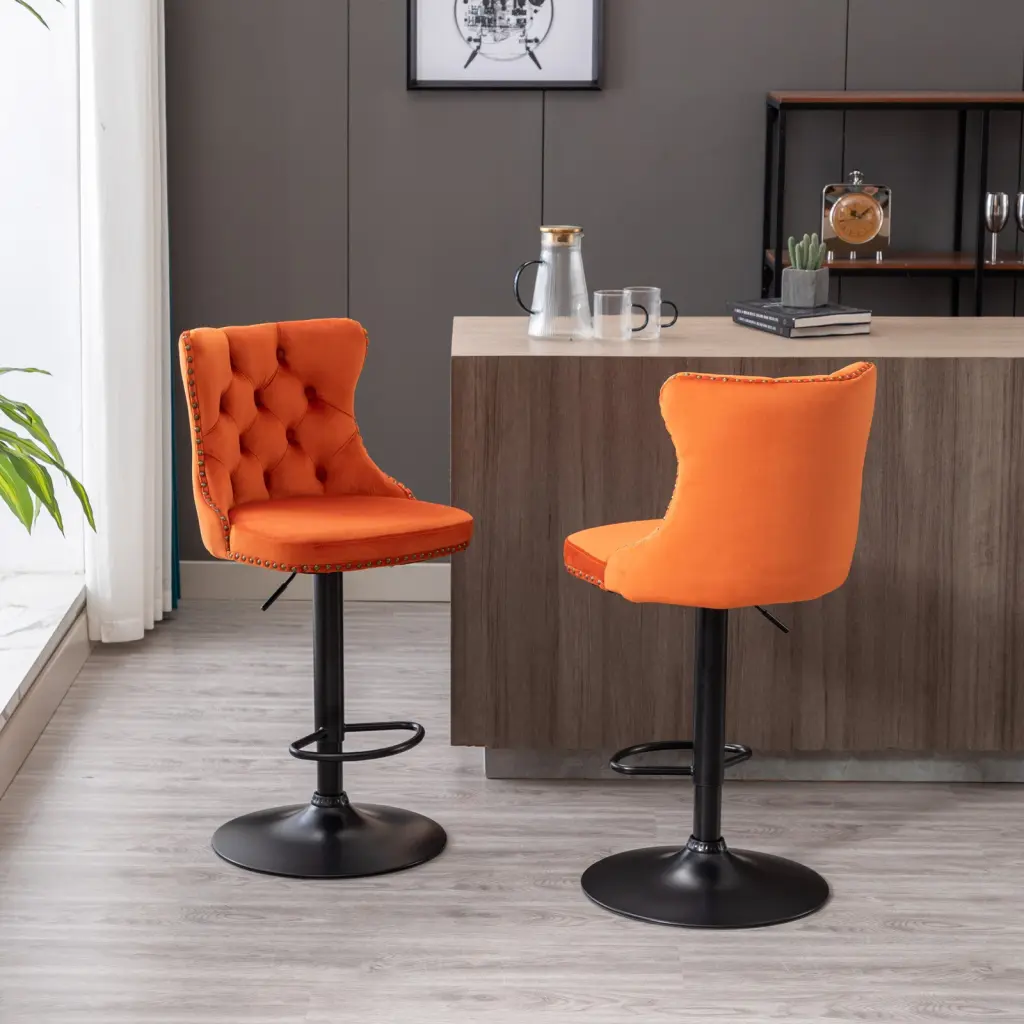 Swivel Velvet Barstools Adjustable Seat Height 25-33 Inch a-a furniture