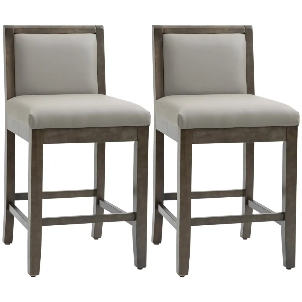 Homcom 25.5 Inch Counter Height Bar Stools Set 2 PU Leather Kitchen Stools aosom business