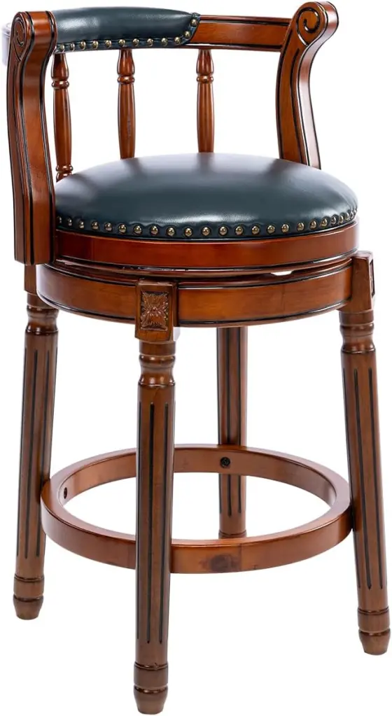 26 Inch Swivel Leather Wooden Bar Stools 360 Degree Rotating Bar Stool ayulife