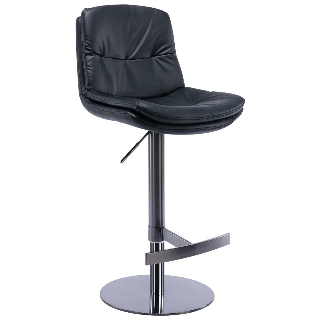 Swivel Black Barstool Adjustable Height Kitchen Counter ayulife