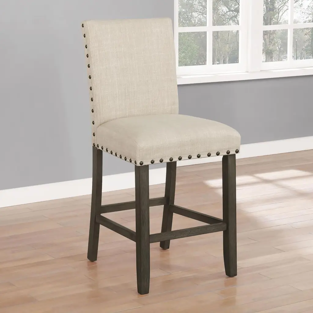 Beige Counter Height Stool Set 2 Solid Beige Brown Light Brown Dining Stools furniture max